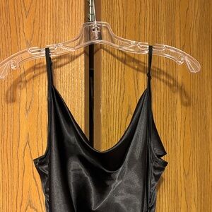 Black Satin Cowl Neck Camisole